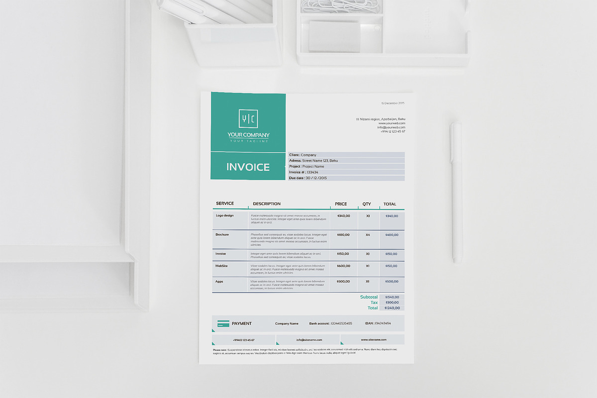 Clean Invoice Template, a Stationery Template by Propex (Photo 3 of 3)