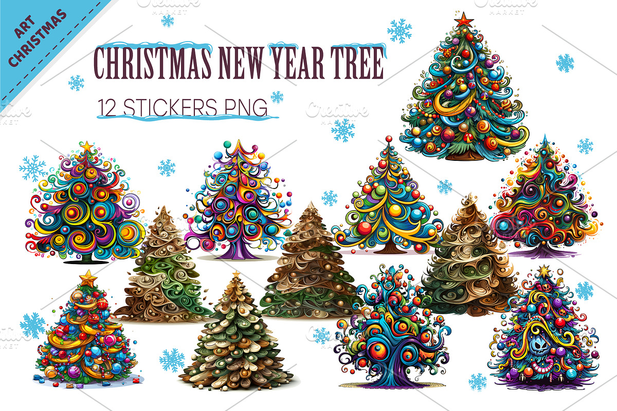 Christmas Tree Stickers. PNG,Clipart, an Object Illustration by KENO Mascots (Photo 1 of 3)