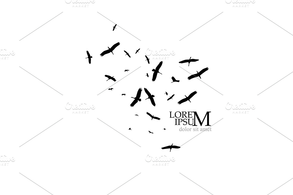 Silhouette of a flock of cranes, an Animal Illustration by Nenahliadava Design