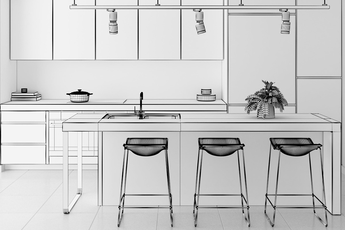 Kitchen C - High End Apartment, an Architecture 3D Model by 3DCargo (Photo 12 of 12)
