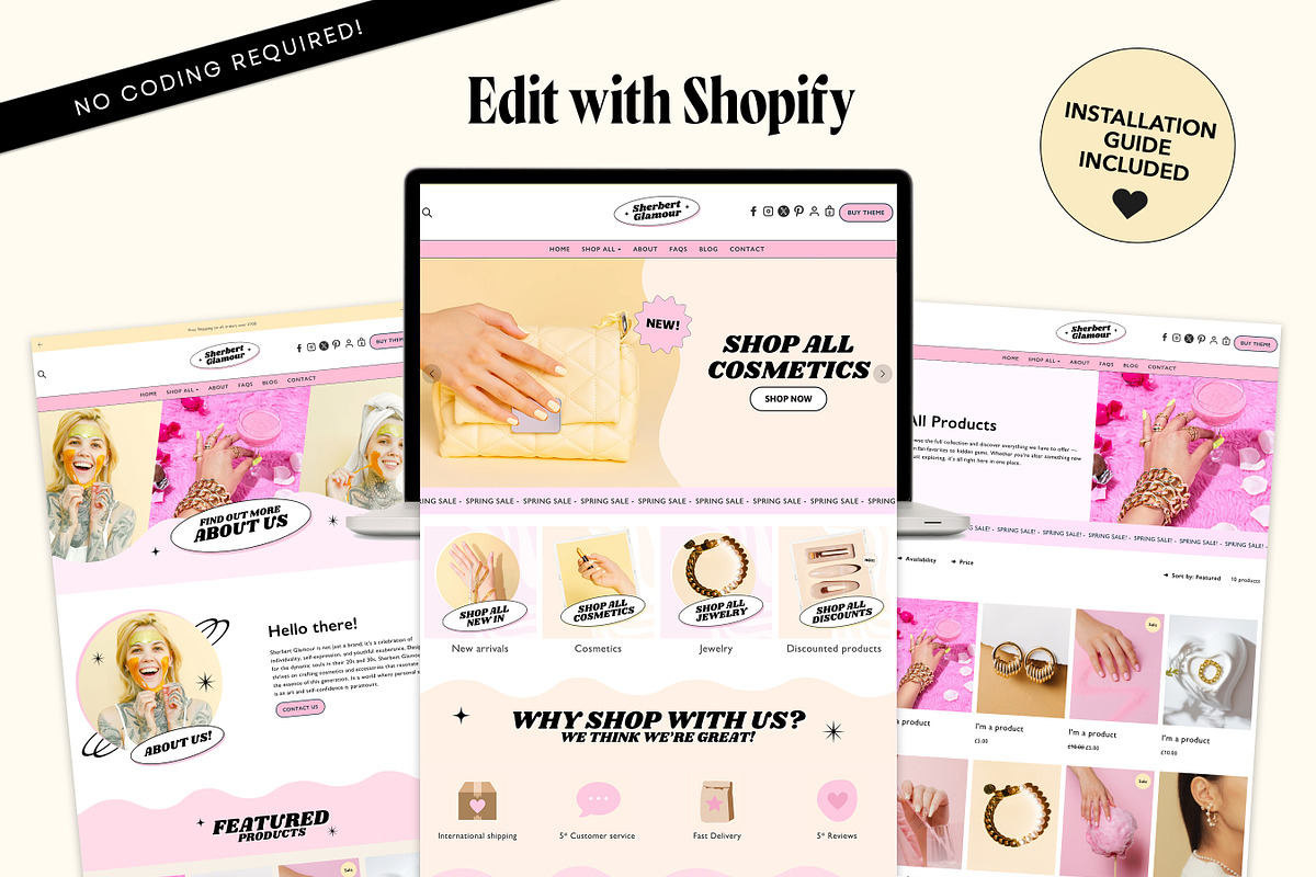 Pastel Beauty Y2K Shopify Theme, a Shopify Template by Template Twist Shop (Photo 3 of 8)