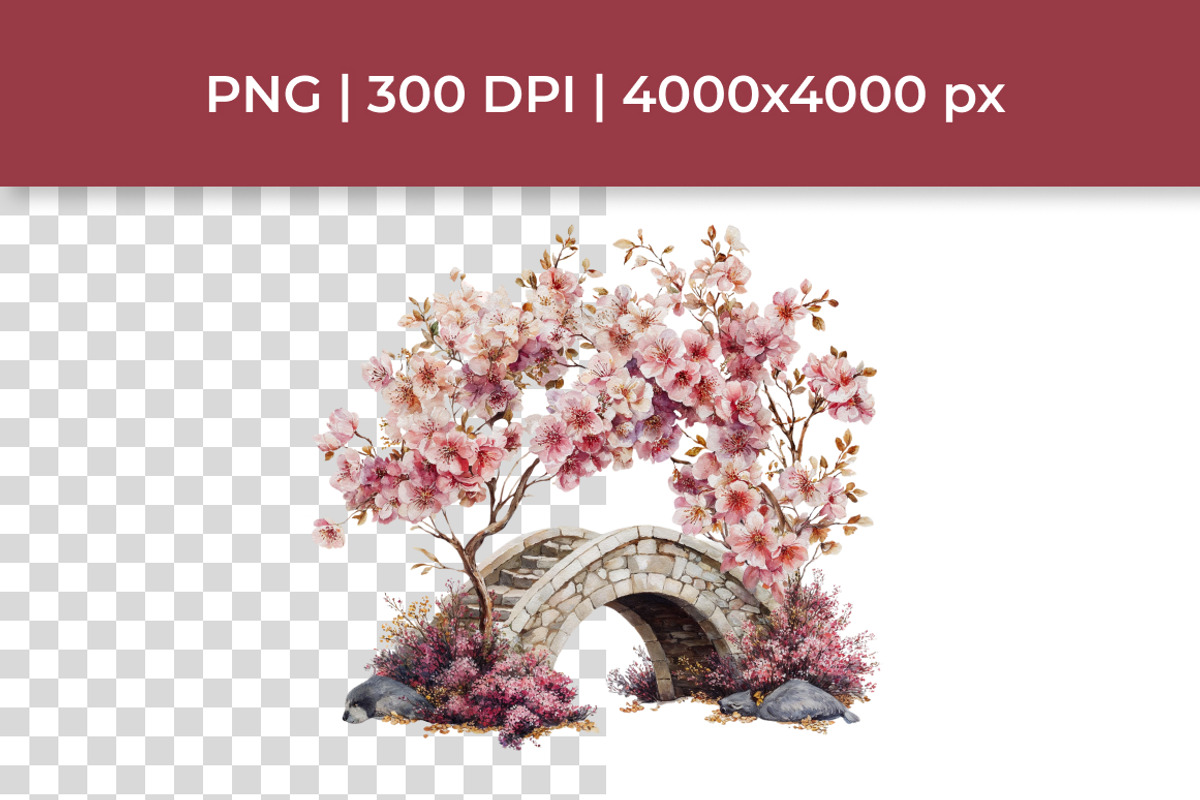 Sakura Blossom Clipart Set, a Decorative Illustration by InkyQueenArt (Photo 2 of 7)