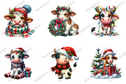 Whimsical Christmas Cow Clipart PNG, an Illustration by designcity5 (Thumbnail 2 of 5)