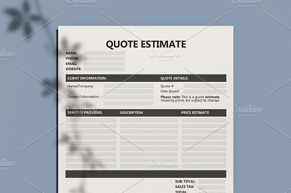 Quote Estimate - Fillable PDF preview 2