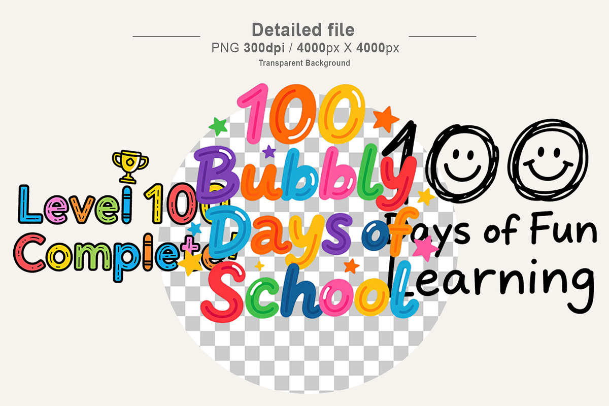 Kid Drawn 100 Days of School Clipart, an Illustration by Artnoy (Photo 3 of 8)