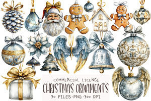 Cute Christmas Ornaments Clipart, an Illustration by OK Design