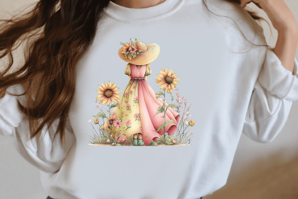 Whimsical sunflower garden girl, an Illustration by Designworld (Photo 6 of 9)