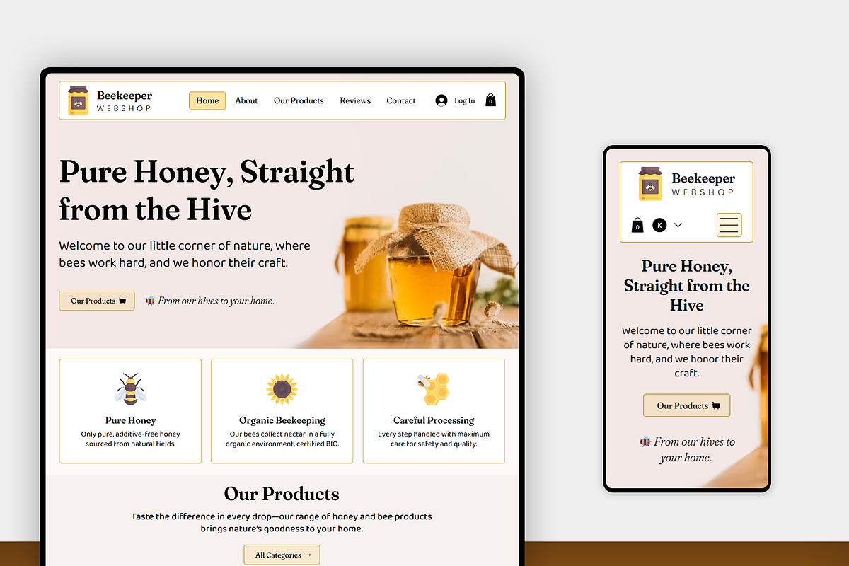 Beekeeper & Honey Webshop Template, a Wix Template by Kitteeh (Photo 1 of 20)