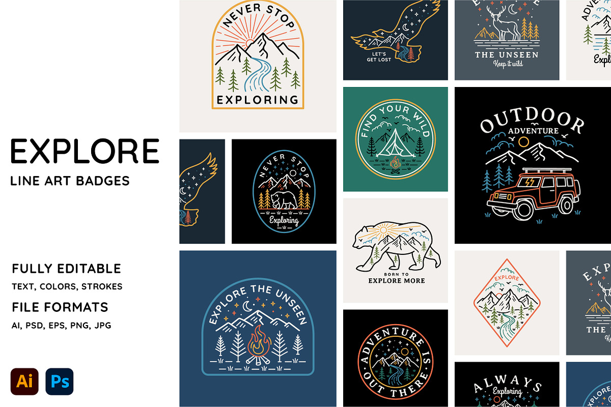 Explore line art badges, an Illustration by cd-design.co (Photo 1 of 7)