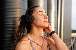 Young female with closed eyes, a Person Photo by Artem Varnitsin