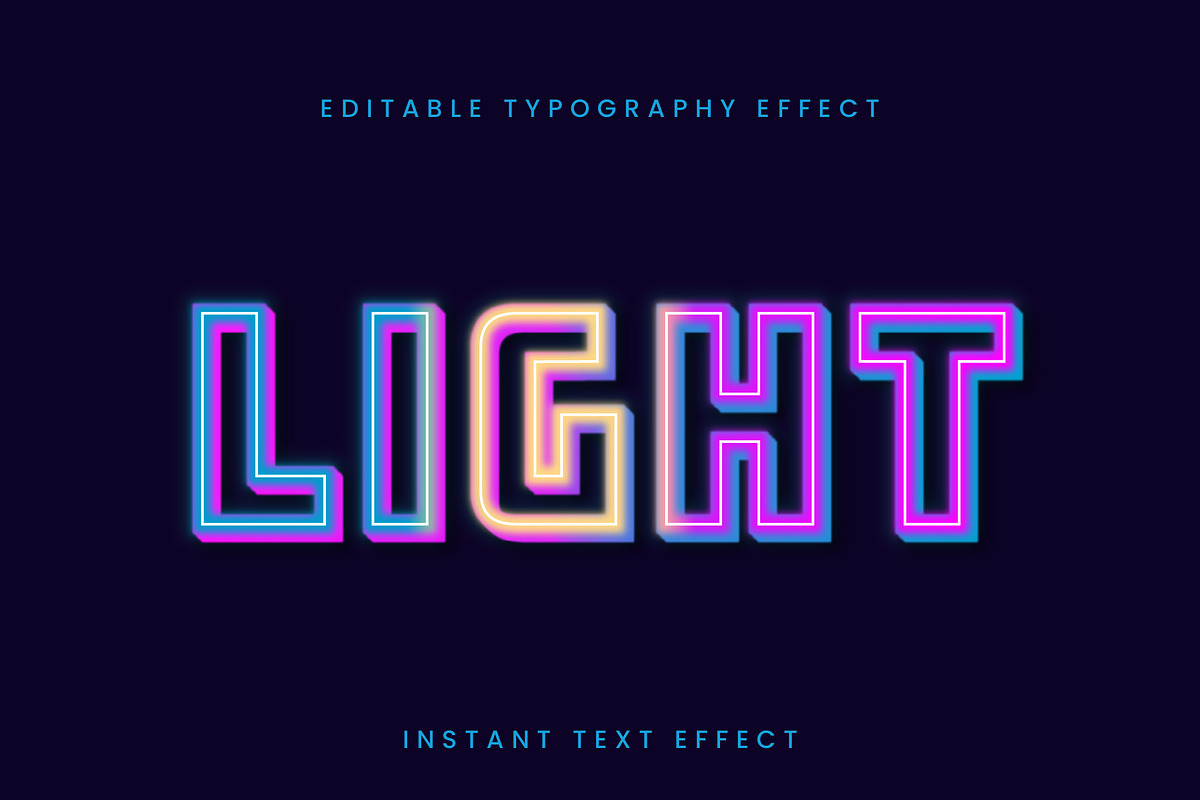 Neon Gradient Outline Text Effect
