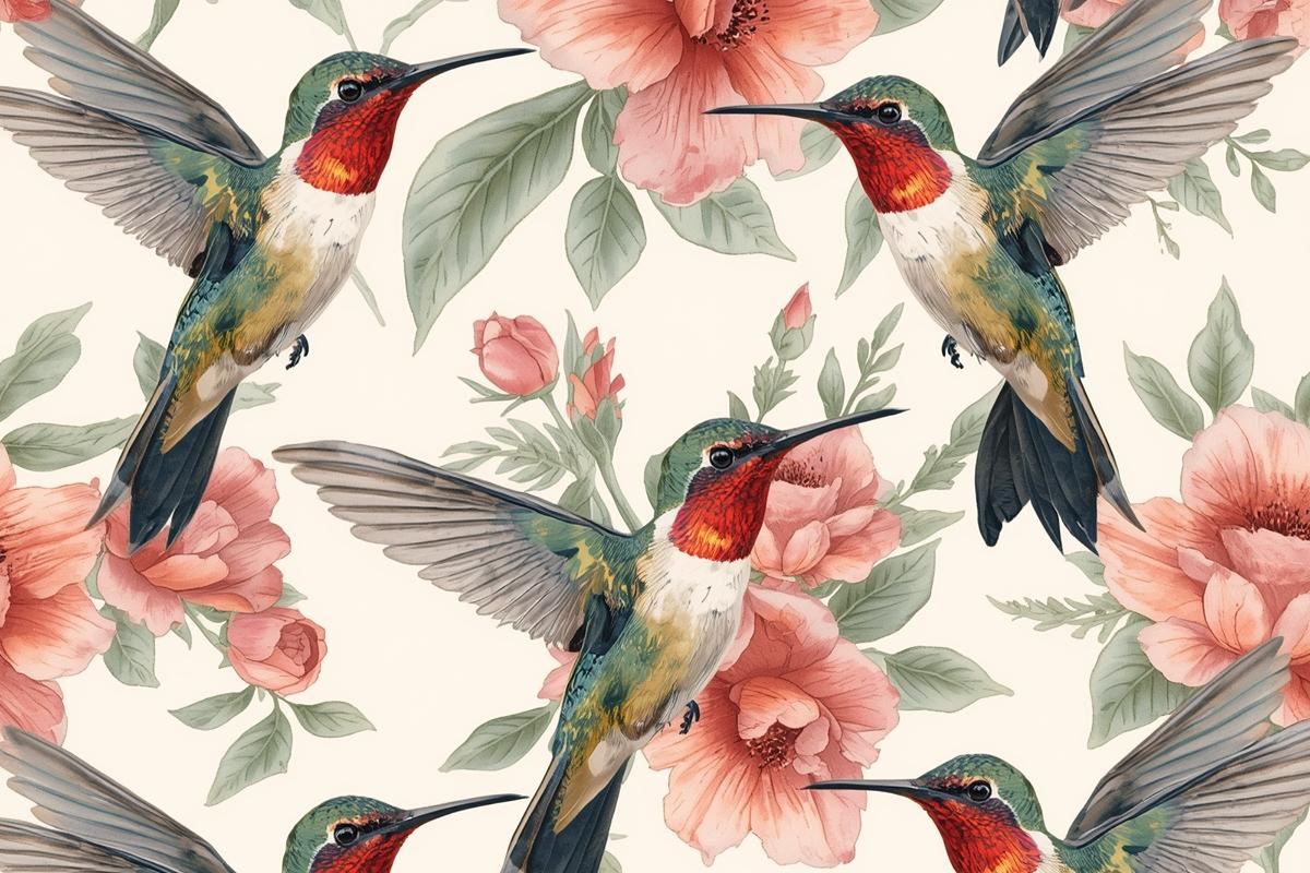 Hummingbird Seamless Pattern, a Pattern Graphic by elfy creative (Photo 1 of 3)