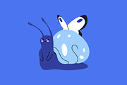 Cute, funny snails set + backgrounds, an Animal Illustration by PaperTrident (Thumbnail 13 of 26)