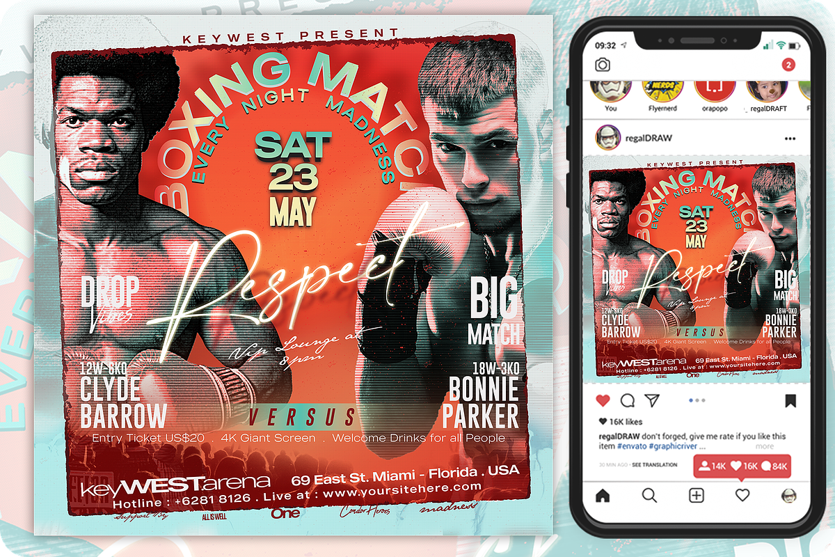 Boxing Sport Social media Template, a Social Media Template by regalDRAW (Photo 1 of 3)