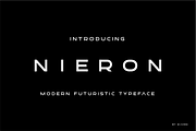Nieron - Futuristic display typeface, a Sans Serif Font by Riaper (Thumbnail 1 of 3)