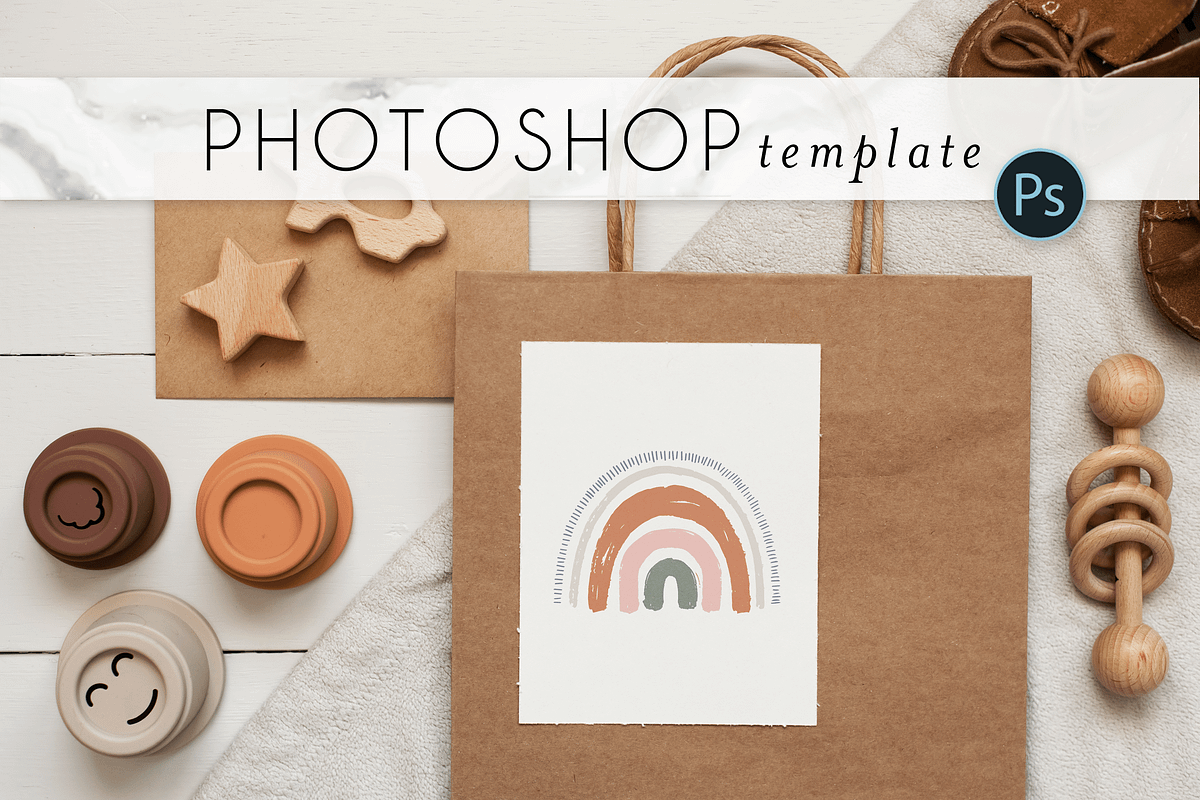 Boho Baby Paper Mockup I, a Stationery Template by Ashley Alexandra Design (Photo 1 of 4)