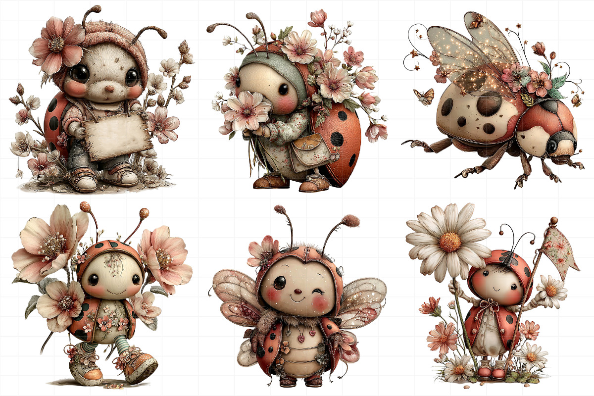 Whimsical Spring Ladybug Clipart, an Illustration by Daily.Designs (Photo 3 of 8)