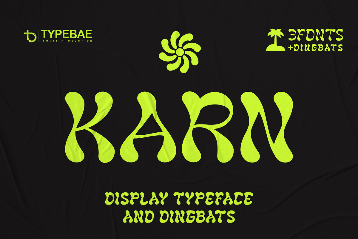 KARN - Display Typeface & Dingbats, a Sans Serif Font by Typebae (Photo 1 of 10)