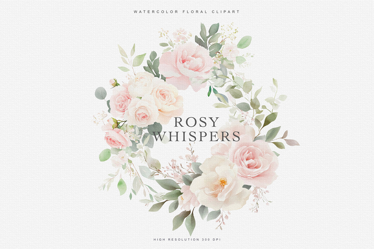 Watercolor Soft Blush Roses, a Decorative Illustration by Patishop Art (Photo 2 of 7)