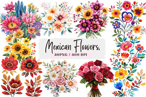 Mexican Flowers,, an Illustration by DreamArtGraphic
