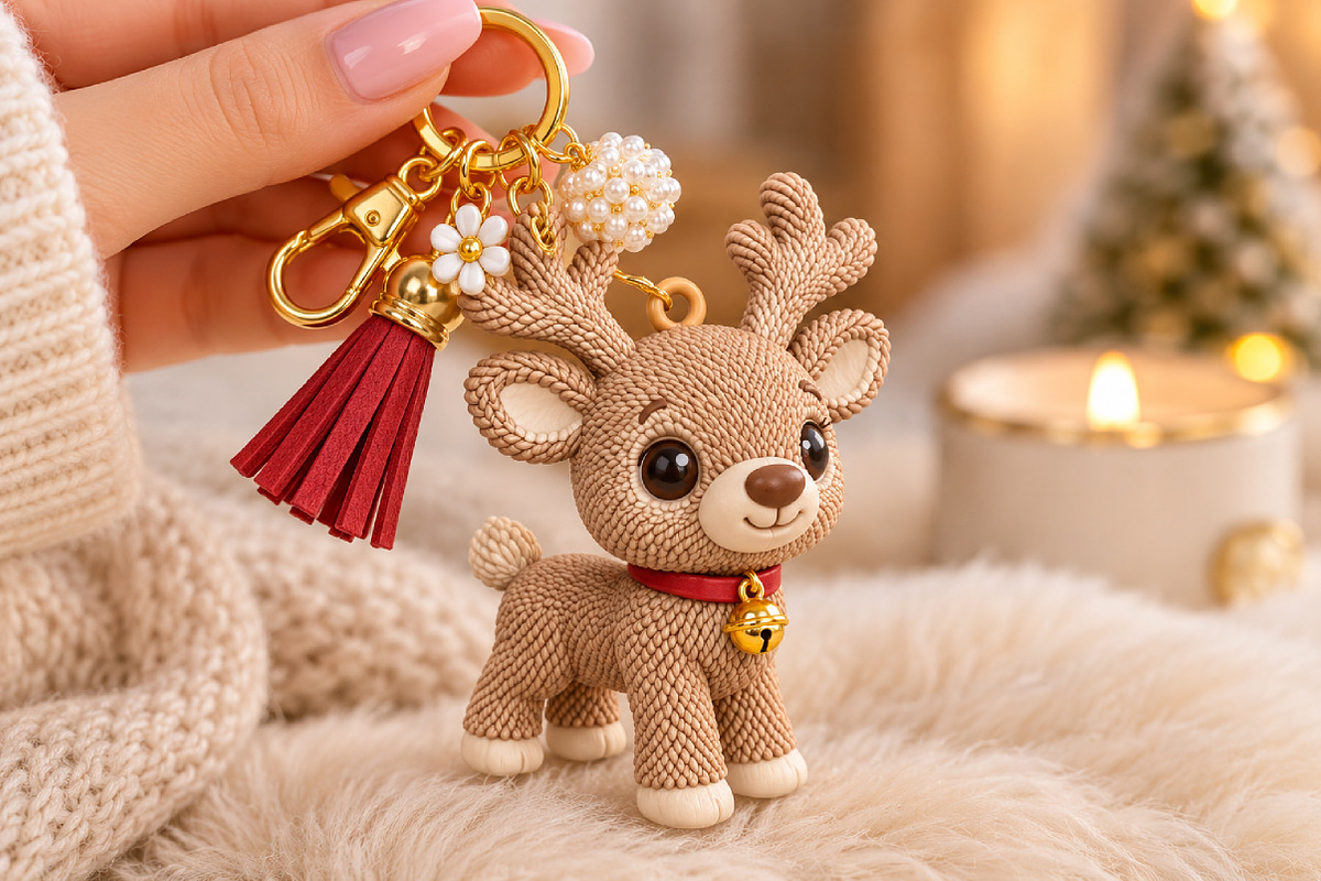 Christmas Reindeer Keychain STL, an Object 3D Model by Layerology (Photo 1 of 3)