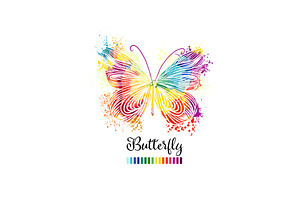 Beautiful Colorful Logo Butterfly