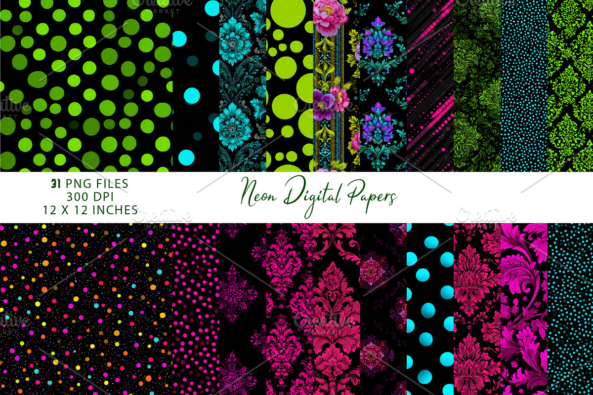 Neon Digital Papers, a Pattern Graphic by CreationArt (Photo 1 of 4)