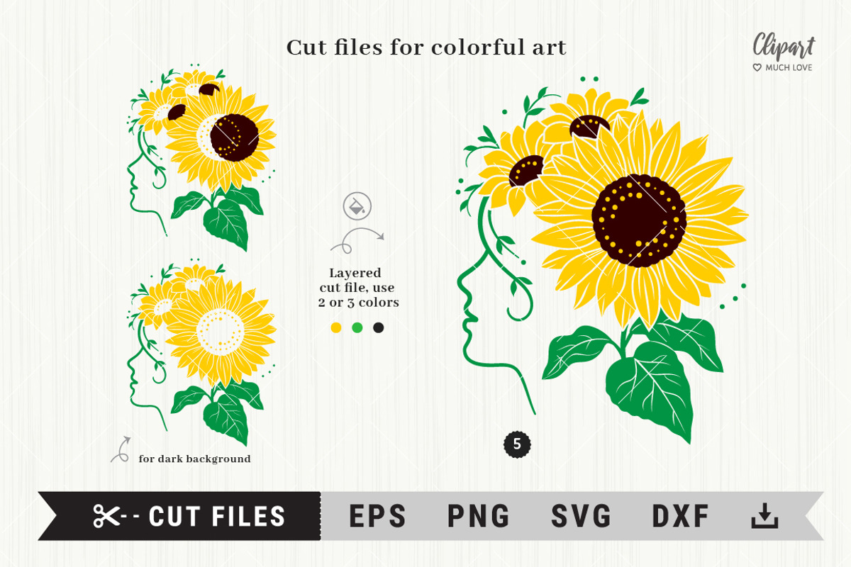 Sunflower SVG, DXF, PNG, Cut file, an Illustration by ClipartMuchLove (Photo 4 of 11)