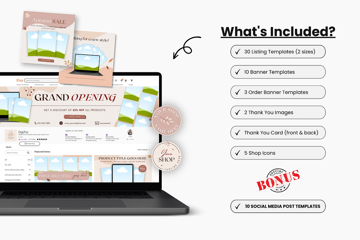 Etsy Digital Shop Templates Bundle, a Design Template by DigiPax (Photo 2 of 10)