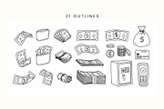 Finance Clipart Vector Cash & Coins, a Finance Illustration by Kristina Chistiakova (Thumbnail 3 of 4)