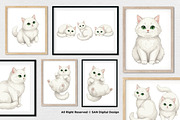 15 Bundle Watercolor White Cat Pet, an Animal Illustration by Morspective (Thumbnail 4 of 8)