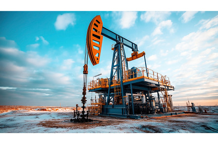 Industrial oil pump jack in an oil, an Industrial Photo by Sergey Kotenev