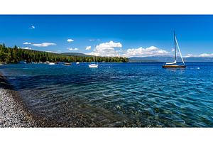 Boats on Lake Tahoe near Tahoe City, a Nature Photo by Leonid Andronov