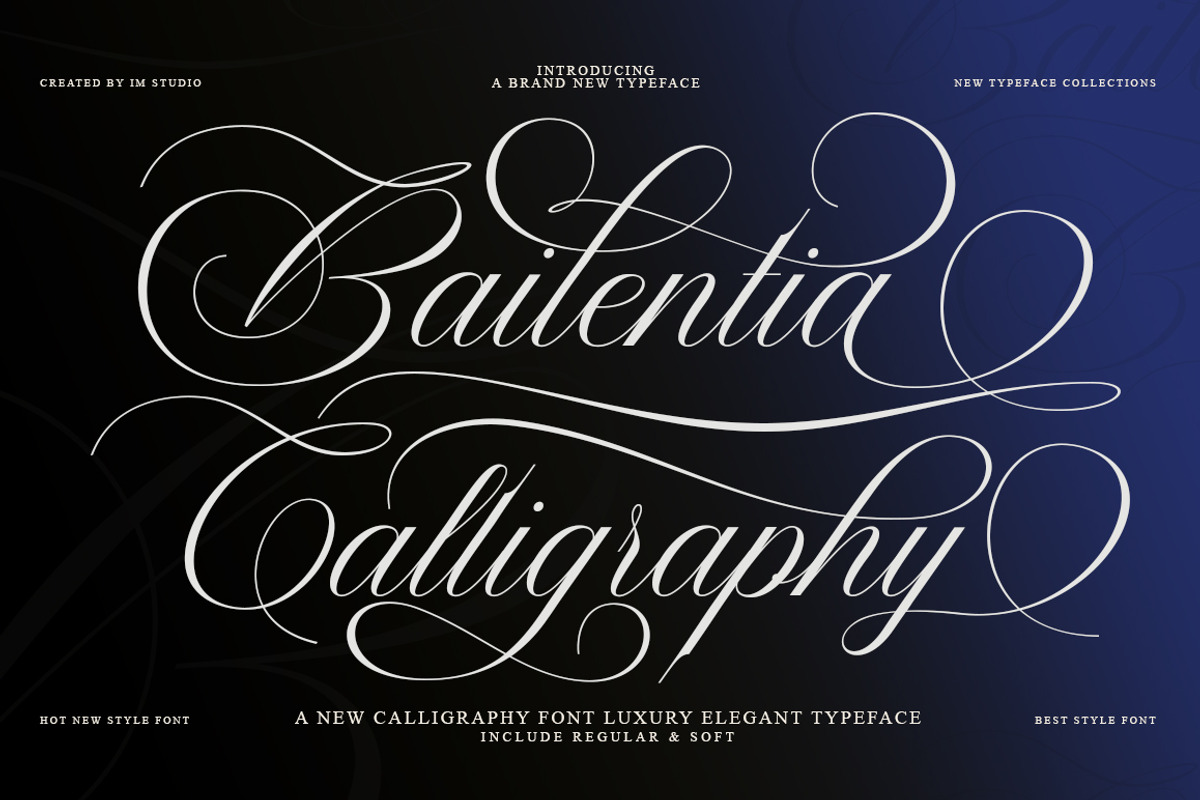 Bailentia Calligraphy, a Script Font by IM Studio (Photo 1 of 10)