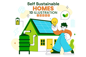 10 Self Sustainable Homes, a Technology Illustration by denayunebgt