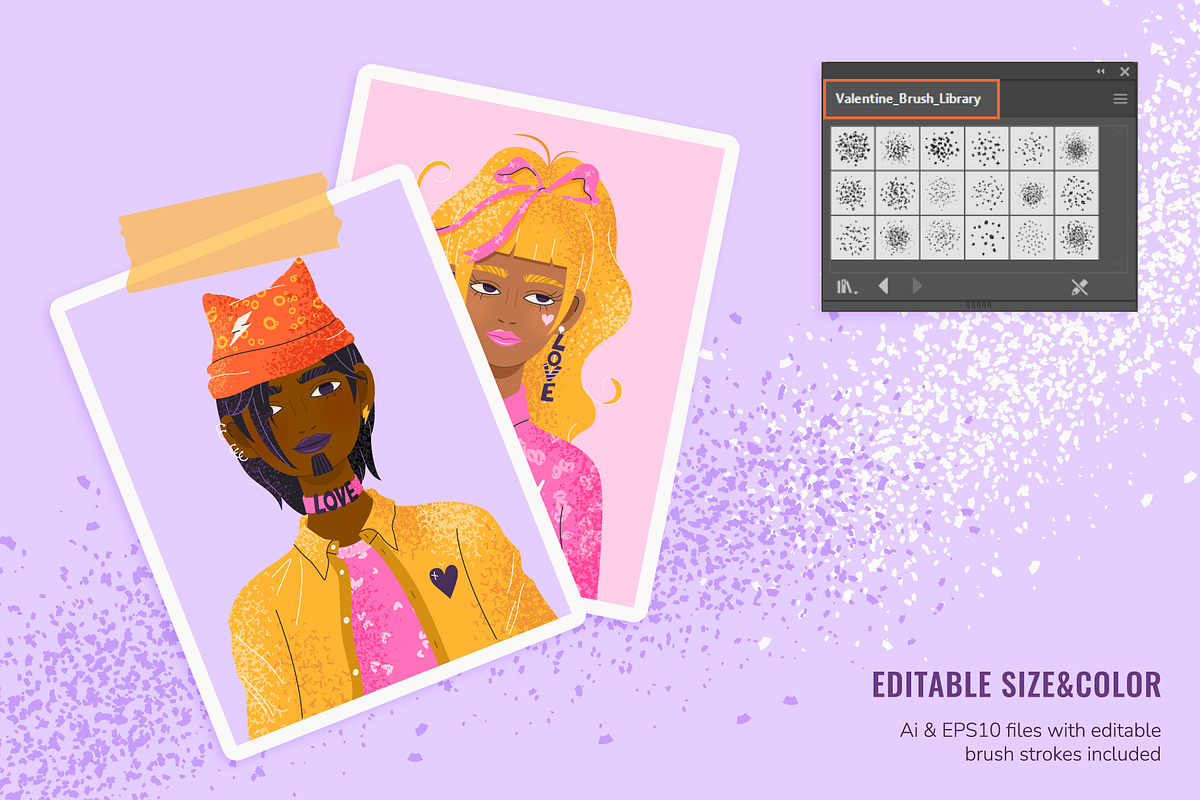 Valentine: 18 Illustrator Brushes, a Brush Add-On by IuliiaSavko (Photo 3 of 11)
