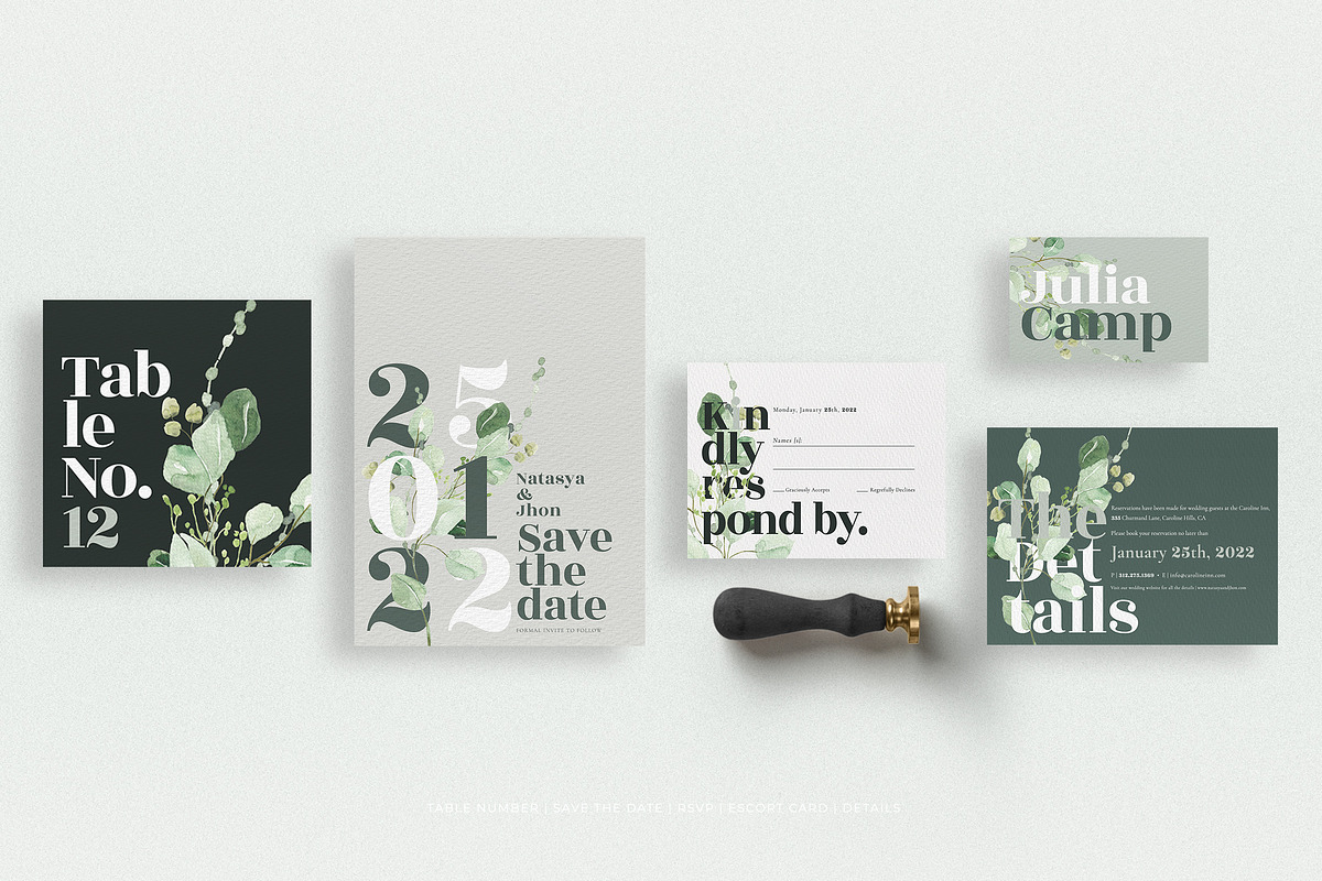 Eucalyptus Wedding Invitation Suite, an Invitation Template by Azka Creative (Photo 4 of 6)