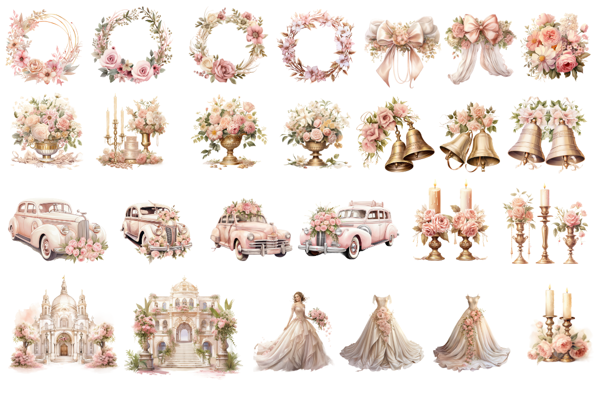 Vintage Wedding Clipart, an Object Illustration by Digital Xpress (Photo 2 of 3)
