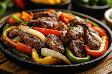 Grilled Steak Fajitas Sizzling Peppe, a Background Photo by Pixeness