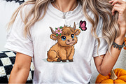 Cute Cartoon Highland Cow Butterfly, an Illustration by Sublimation Artist (Thumbnail 4 of 9)