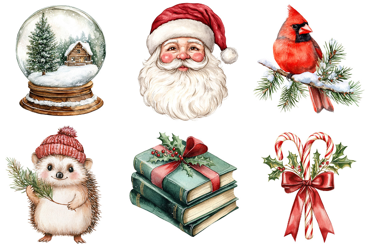 Watercolor Christmas Clipart, a Seasonal Illustration by CitraGraphics (Photo 2 of 8)