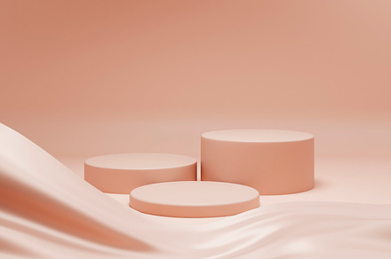 Luxury beauty and fashion product podium stage with silk fabric