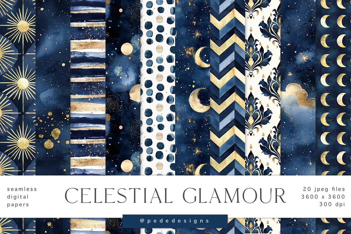 Celestial Glamour, a Decorative Illustration by PeDe Designs (Photo 8 of 15)