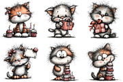 Whimsical Birthday Cats Clipart, an Illustration by DreamArtGraphic (Thumbnail 3 of 5)