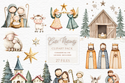Nativity scene, watercolor clipart, a Seasonal Illustration by Invite to Clipart (Thumbnail 1 of 5)