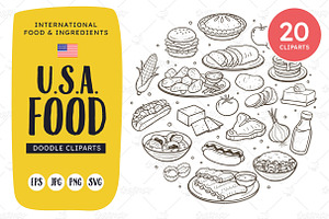U.S.A. Food Doodle Clip Art, a Food Illustration by insemar