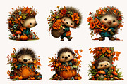 Whimsical Autumn Hedgehog Clipart, a Seasonal Illustration by Designworld (Thumbnail 6 of 10)
