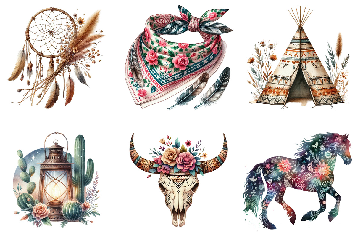 Western Boho Clipart, an Illustration by DreamArtGraphic (Photo 2 of 5)