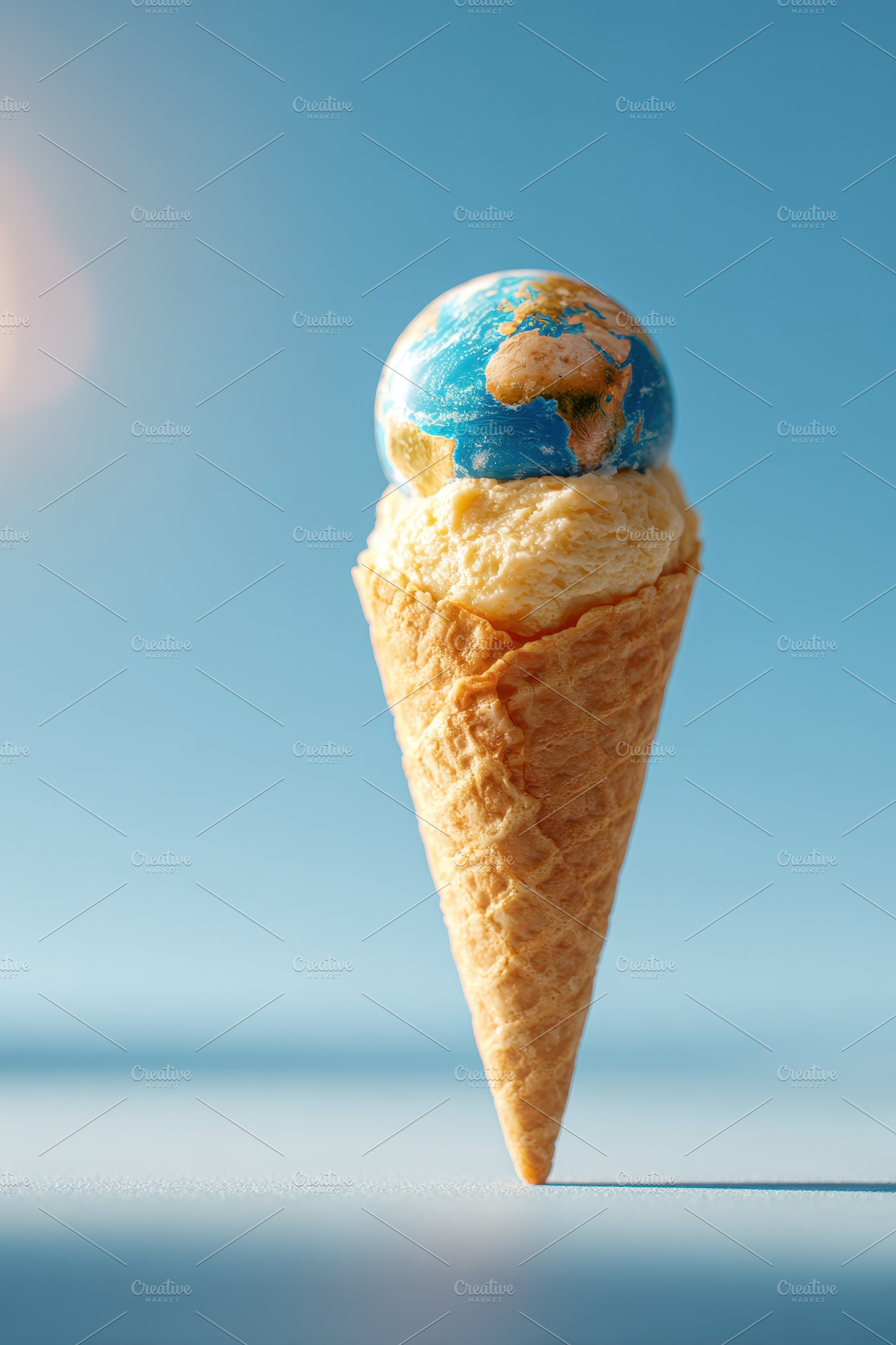 Ice cream cone with a globe scoop, a Food & Drink Photo by AlyaAnd