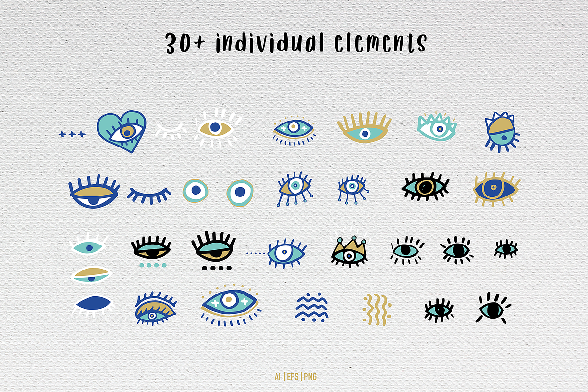 Eyes Doodles, a Pattern Graphic by Suphansa (Photo 4 of 9)